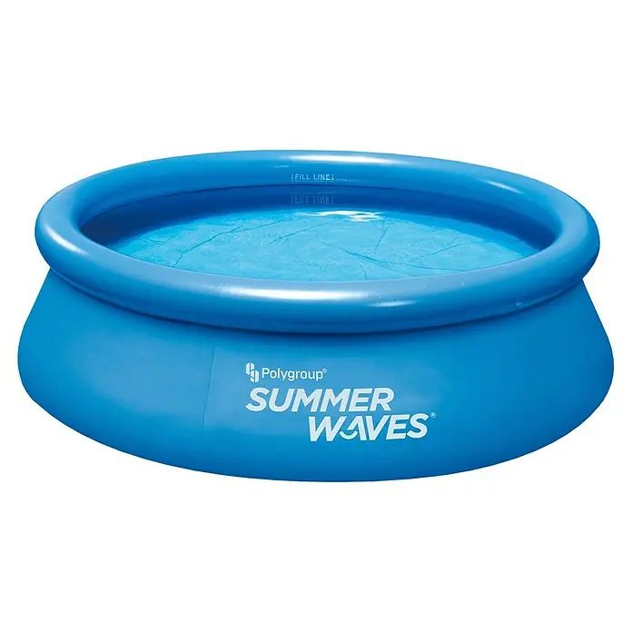 Quick-Up-Pool Summer Waves - Ø x H: 244 x 66 cm, Blau, 2.070 l - Nahaufnahme eines blauen Summer Waves Planschbeckens für den Garten mit „Fill Line“-Markierung.