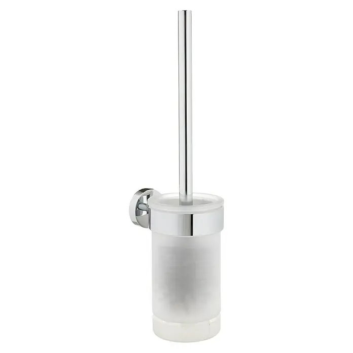 Camargue Monaco WC-Bürstengarnitur - Edelstahl, Chrom - Ein schicker Toilettenbürstenhalter aus satiniertem Glas und glänzendem Chrom, der Funktionalität und modernes Design für jedes Badezimmer bietet.