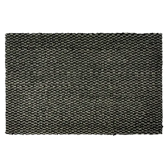 Fußmatte Vaduz - 90 x 60 cm, Grau, Polypropylen - Nahaufnahme eines quadratischen Stücks schwarzem und grauem Karbongewebe, das eine robuste und hochwertige Textur zeigt.