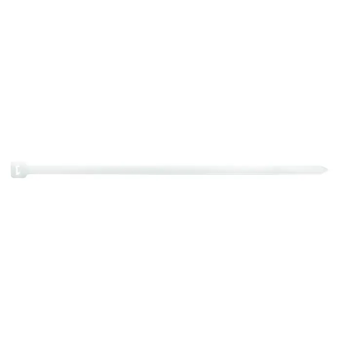 Index Bridas para cables de Nylon - An x L: 25 x 100 mm, Plástico, Blanco - Una brida blanca con cabeza y punta, ideal para agrupar cables y otros objetos. Práctica para diversas aplicaciones.