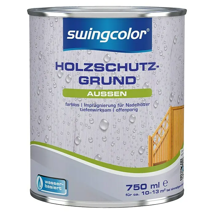 swingcolor Holzschutzgrund für Außen - Farblos, 750 ml - Dose Holzschutz-Grundierung von Swingcolor für den Außenbereich. Farblos, tiefenwirksam und offenporig, ideal für Nadelhölzer.