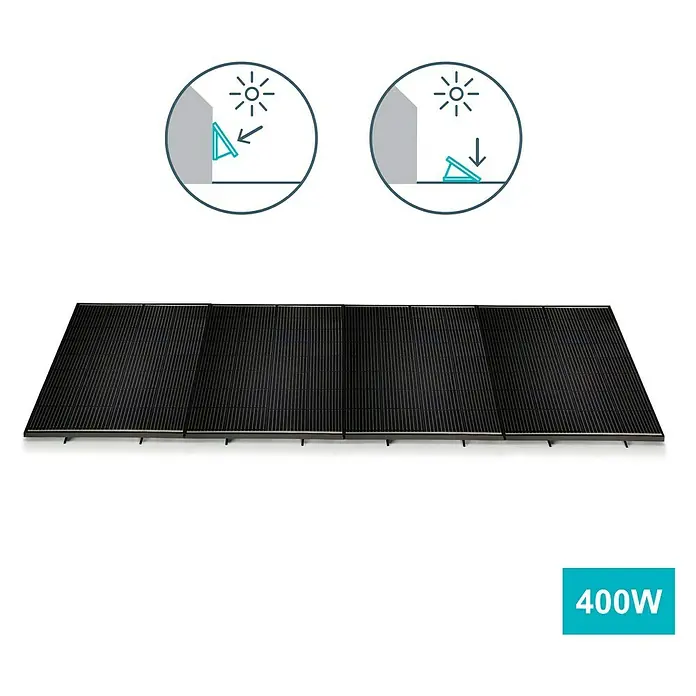 Avidsen Panel solar Soria - L x An x Al: 25 x 760 x 680 mm - Esta imagen muestra un primer plano de paneles solares de 400W, ideales para la generación de energía sostenible.