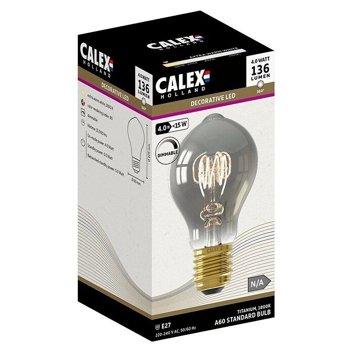 Calex Ledlichtbron A60DR Titanium (4 W, 136 lm) | BAUHAUS
