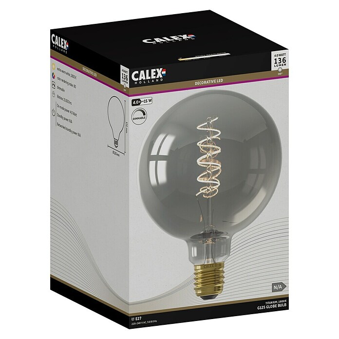 Calex Ledlichtbron G125 Titanium (4 W, 136 lm) | BAUHAUS