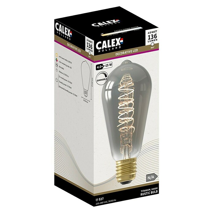 Calex Ledlichtbron ST64 Titanium (4 W, 136 lm) | BAUHAUS