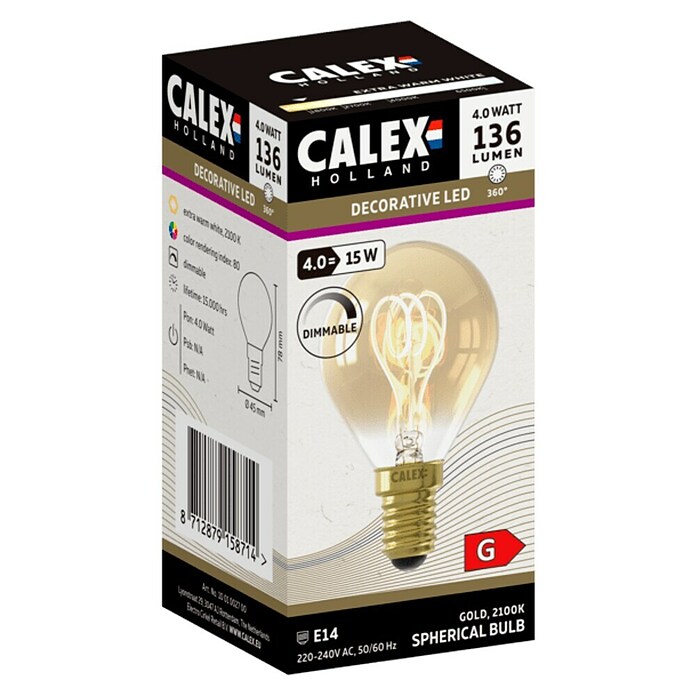 Calex Ledlichtbron P45 Goud (2,5 W, 136 lm) | BAUHAUS