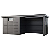 Telluria Caseta metálica Classico 2424 con salón a la derecha y 2 ventanas (Medidas ext. (An x Pr): 542 x 258 cm, Acero, Antracita, Sin set) | BAUHAUS