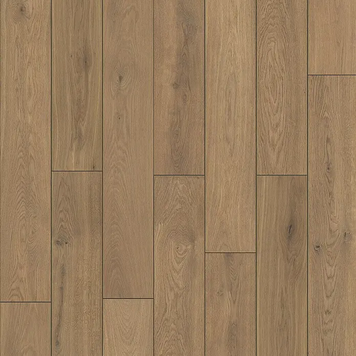 LOGOCLIC Vinto Laminat Classic - Eiche Greenvale, Landhausdiele, 1.288 x 195 x 8 mm - Attraktives Bild von Laminatboden in Holzoptik, der eine warme und natürliche Atmosphäre vermittelt. Ideal für stilvolle Innenräume.