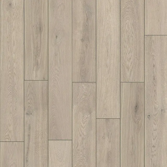 LOGOCLIC Vinto Laminat Classic - Eiche Nassau, Landhausdiele, 1.288 x 195 x 8 mm - Abbildung von hellem Parkettboden mit sichtbaren Holzmaserungen, ideal für moderne Innenräume.