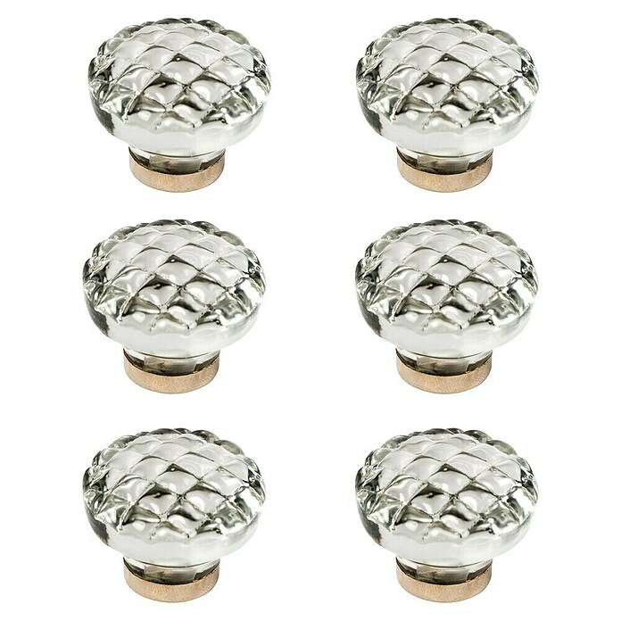 Pomo para muebles 568CR (Diámetro: 40 mm, Vidrio, Transparente, Cromo) | BAUHAUS
