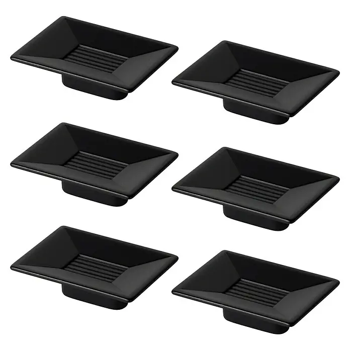 Nesu Pomo para muebles - L x An x Al: 35 x 46 x 20 mm, Tipo de tirador del mueble: Botón, Negro, 6 ud. - Seis pomos de cajón cuadrados negros con una superficie estriada, que ofrecen un diseño moderno y elegante para muebles.