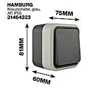 Hamburg Križni prekidač  (Siva/Antacit, Nadžbukna montaža, IP55) | BAUHAUS