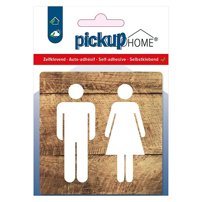 Pickup Etiqueta adhesiva - L x An: 9 x 9 cm, Lavabos - Adhesivos "Hombre y Mujer" con aspecto de madera de Pickup HOME® para marcar baños con estilo. Autoadhesivos y fáciles de aplicar.