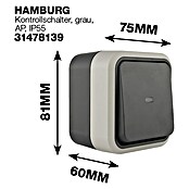 Hamburg Feuchtraum-Kontrollschalter mit Kontrolllampe (Grau/Anthrazit, Aufputzmontage, IP55) | BAUHAUS