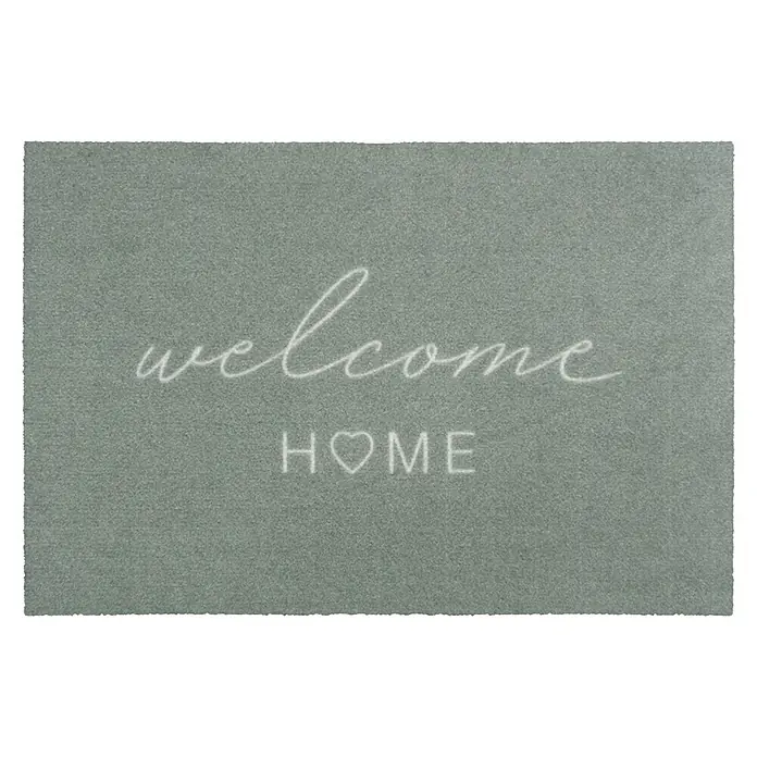 Fußmatte Welcome Home - Grau, 60 x 40 mm, Welcome Home - Fußmatte "Welcome Home" in Grau mit verspielter Schrift und Herzdetail, ideal für den Eingangsbereich.