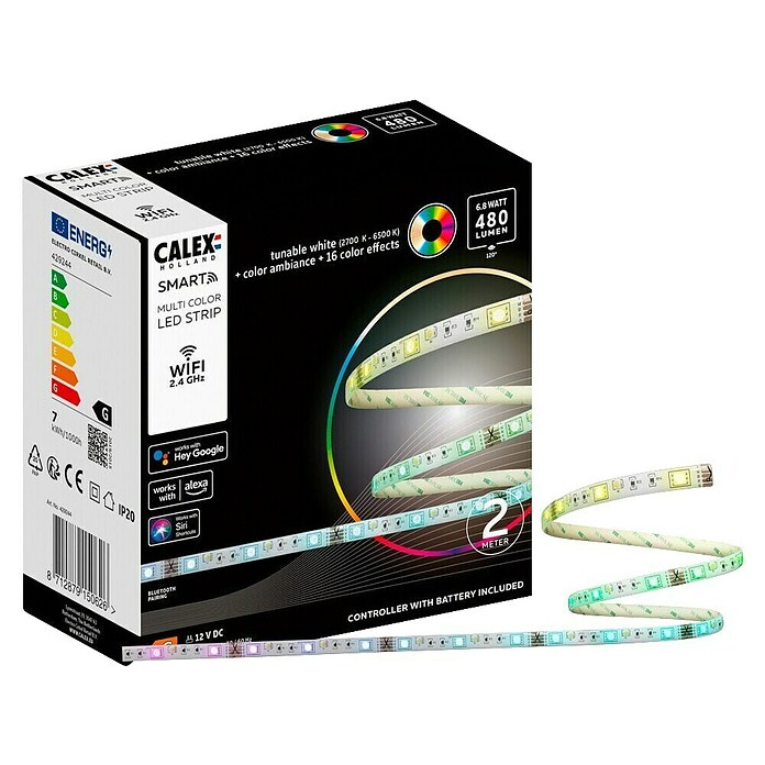 Calex Led-strip Smart Striplight (Lengte: 2 m, Lichtkleur: RGB, 480 lm, 12 V) | BAUHAUS