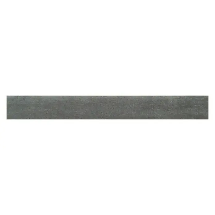 Sockelfliese Living Stone - 7 x 60 cm, Schwarz, Matt - Nahaufnahme eines einzelnen, länglichen Bordsteinpflasters in dunklem Grau, ideal für Garten- und Landschaftsbauprojekte.