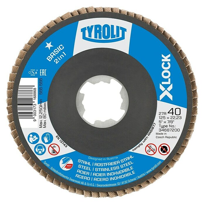 Tyrolit Lamellenschijf Zircon Power 40 X-Lock (Diameter: 125 mm, Korreling: 40) | BAUHAUS