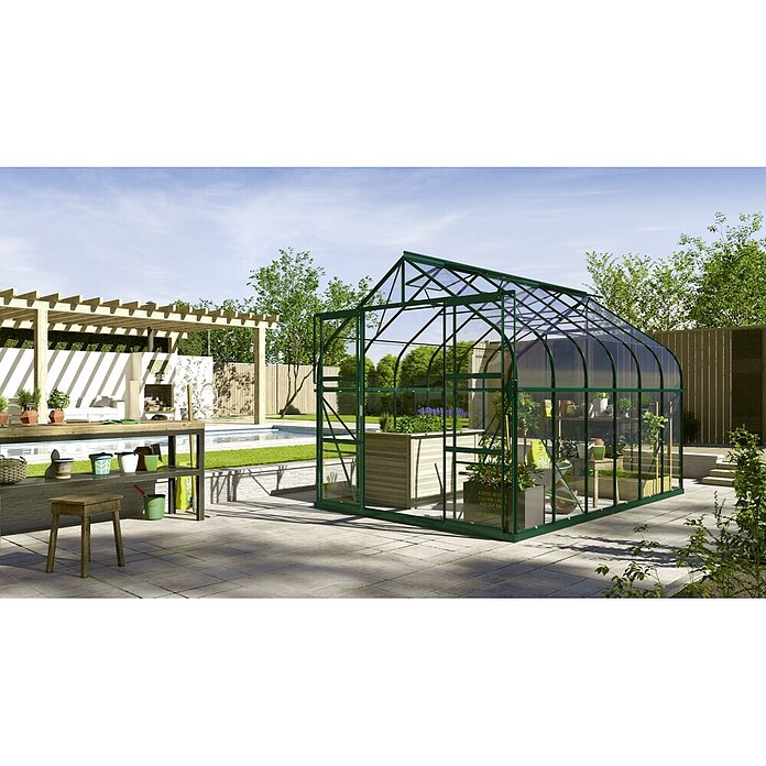 Vitavia Gewächshaus (3,83 x 2,63 x 2,54 m, Glasstärke: 3 mm, Smaragd)