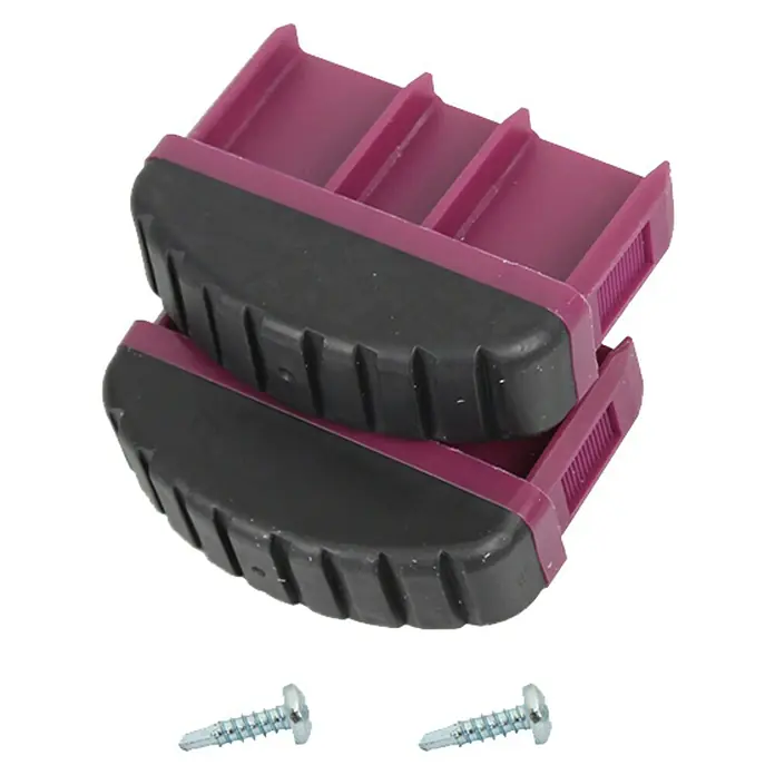 Krause Corda Fußkappen - Passend für: Holmgröße 71,5 x 20 mm, 1 Stk. - Hier sind zwei Trittkeile mit schwarzem, rutschfestem Belag und Schrauben für sicheren Halt.