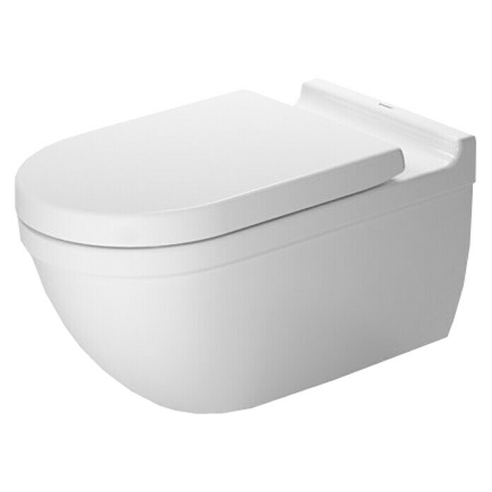 Duravit Starck 3 Wand-WC (Mit Spülrand, Mit schmutzabweisender Glasur, Spülform: Tief, WC Abgang: Waagerecht, Weiß, Verdeckt)