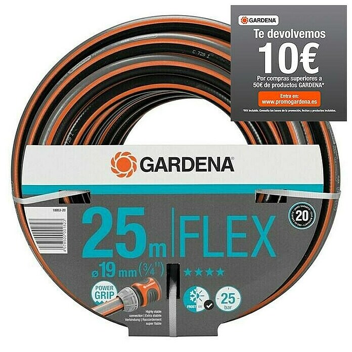 Gardena Manguera Comfort Flex (Largo: 25 m, Diámetro tubo flexible: 19 mm (¾''), Presión máxima: 25 bar)