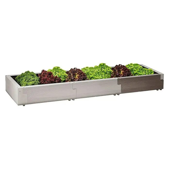 Juwel Hochbeet-Erweiterung Timber - 60 x 20 cm - Hochbeet mit verschiedenen Salatsorten in Grau- und Brauntönen. Ideal für den Garten oder Balkon.