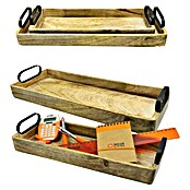 Deko-Tablett Madera (Natur/Schwarz, 38 x 14,5 cm, Holz) | BAUHAUS