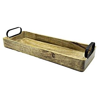 Deko-Tablett Madera (Natur/Schwarz, 38 x 14,5 cm, Holz)