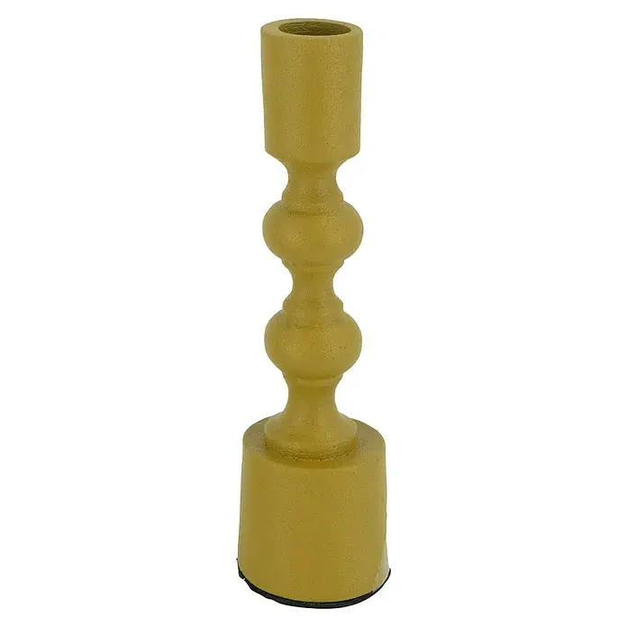 Kerzenständer Pune - Ø x H: 5 x 16,5 cm, Senfgelb, Metall - Goldfarbener Kerzenständer mit einer dekorativen Form, ideal für stimmungsvolle Beleuchtung und als stilvolles Wohnaccessoire.
