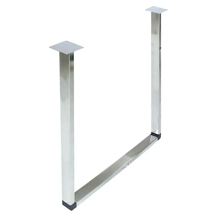 Wagner System Tischgestell - Traglast: 30 kg, Stahl, Silber - Metalltischbeine in U-Form, glänzend verchromt, mit quadratischen Montageplatten und Bodenschonern für sicheren Stand.