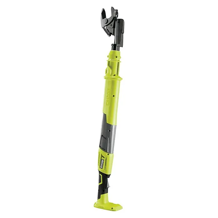 Ryobi ONE+ Akku-Astschere OLP1832BX - 18 V, Li-Ionen, Ohne Akku - Das Bild zeigt eine RYOBI Astschere, ein Werkzeug zum Schneiden von Ästen in großer Höhe. Die Schere ist gelb, schwarz und grau.