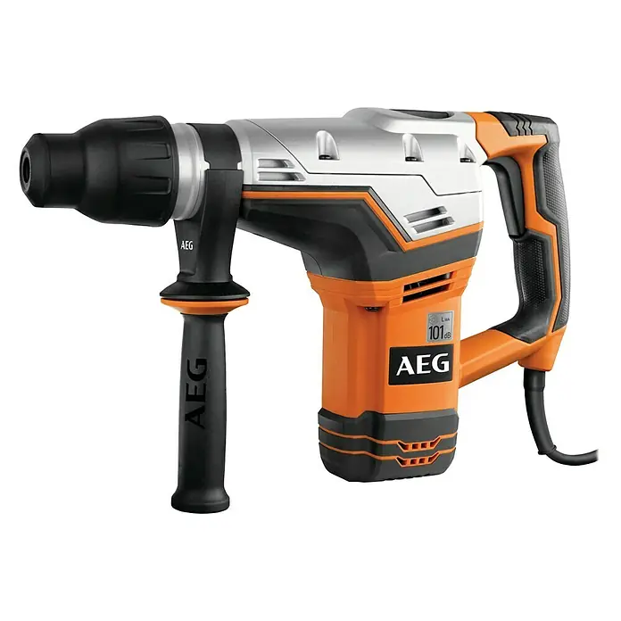 AEG Powertools Abbruchhammer MH 5 G - 1.100 W, 7,5 J, SDS-Max-Aufnahme - AEG Bohrhammer in Orange und Schwarz mit einem Zusatzgriff für präzises Arbeiten bei Bauprojekten.