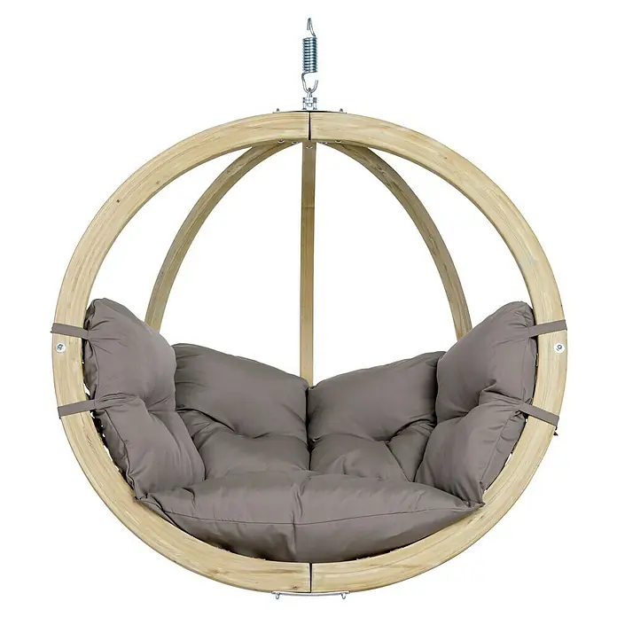Amazonas Hängesessel Globo Chair - L x B x H: 69 x 118 x 121 cm, Natur/Taupe - Einladender Hängekorbsessel mit weichen Kissen für entspannte Stunden im Innen- und Außenbereich. Perfekt zum Relaxen und Genießen.