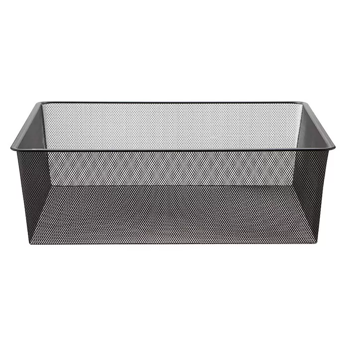 Elfa Garage+ by Elfa Gitterkorb - L x B x H: 52 x 60 x 18,2 cm, Matt grau - Dunkelgrauer rechteckiger Drahtgitter-Aufbewahrungskorb.