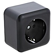 Q-Link Wandcontactdoos met randaarde (Met aarding, Zwart, 250 V) | BAUHAUS