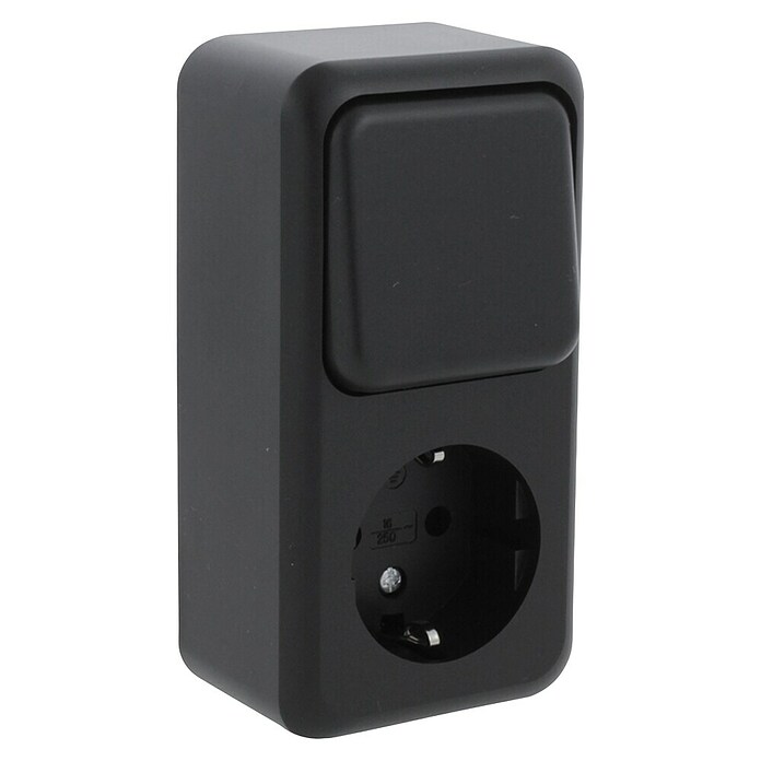 Q-Link Stopcontact Combi Opbouw Zwart (Zwart, Kunststof, Opbouwmontage) | BAUHAUS