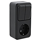 Q-Link Stopcontact Combi geaard Zwart (Zwart, Kunststof, Opbouwmontage) | BAUHAUS