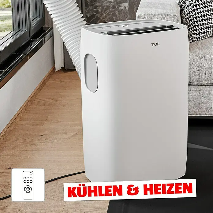 TCL Mobiles Klimagerät Kühlen/Heizen TAC-12CHPB/KA - 3,2 kW, Raumgröße: 29 m², Weiß - Mobiles Klimagerät von TCL mit Fernbedienung und Heizfunktion, ideal für flexible Temperaturanpassung.