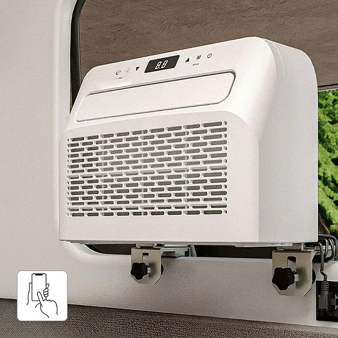 Voltomat Klimasplitgerät Camping - Kühlleistung: 500 W - 1.500 W, Raumgröße: 10 m² - 15 m² - Tragbare Klimaanlage für den flexiblen Einsatz, ideal für Reisen und kleine Räume. Mit praktischer Montage und einfacher Bedienung.