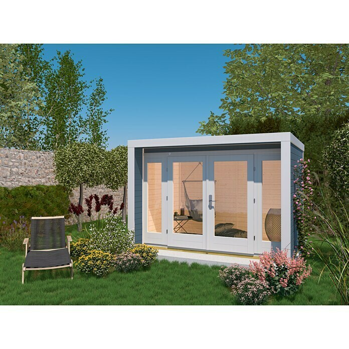Weka Gartenhaus 224 Grau/Weiß) inkl. BAUHAUS 233 Holz, x T): Dachüberstand (Außenmaß (B cm, | 260 x