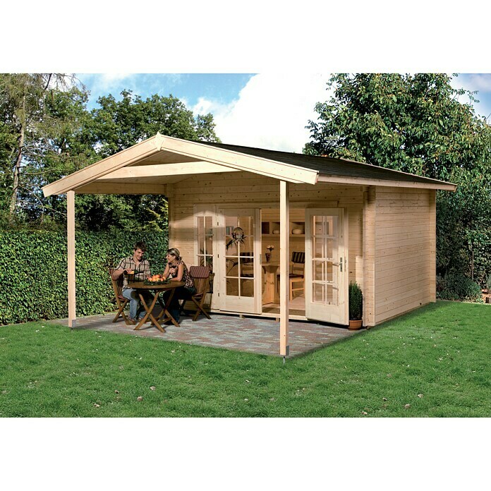 Weka Gartenhaus (Holz, 22,04 m², Wandstärke: 45 mm, Mit Vordach 2 m)