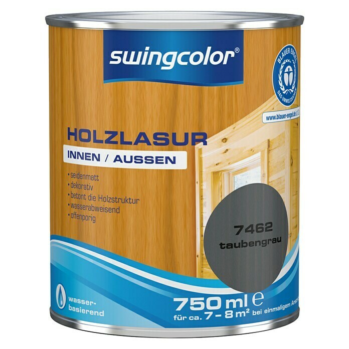 swingcolor Holzlasur (Taubengrau, 750 ml, Seidenmatt)