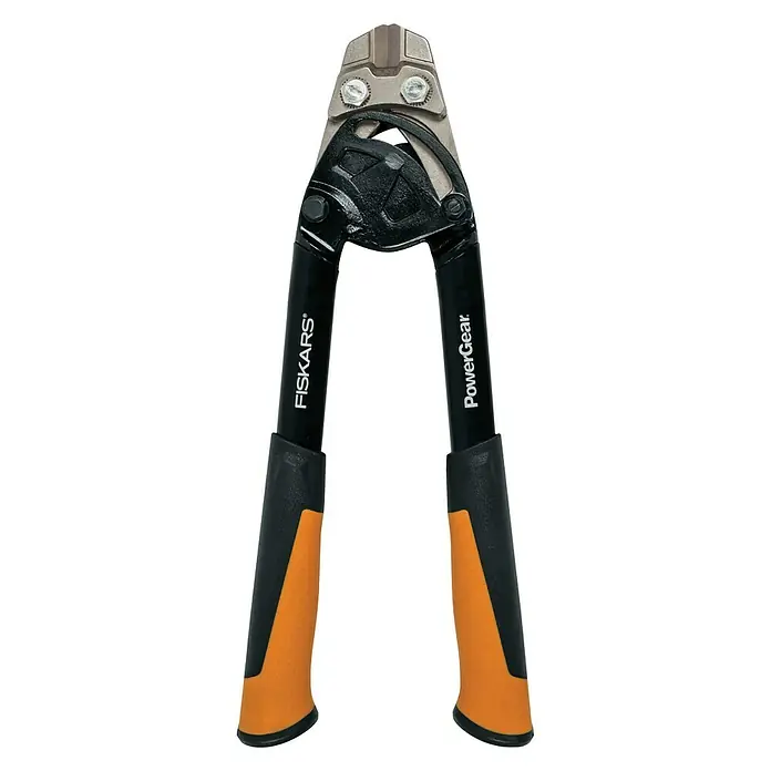 Fiskars PowerGear Cizalla - Largo: 35,5 cm, Negro/Naranja - Herramienta de corte Fiskars PowerGear negra y naranja con mordazas metálicas plateadas para cortes potentes.