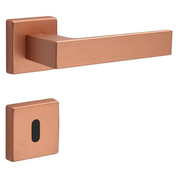 Diamond Doors Creative Zimmertürgarnitur Savannah - Stärke Tür: 40 mm - 45 mm, Kupfer, Buntbart - Elegante Türklinke in Kupferoptik mit passendem Schlüsselloch. Modernes Design für stilvolle Inneneinrichtung.