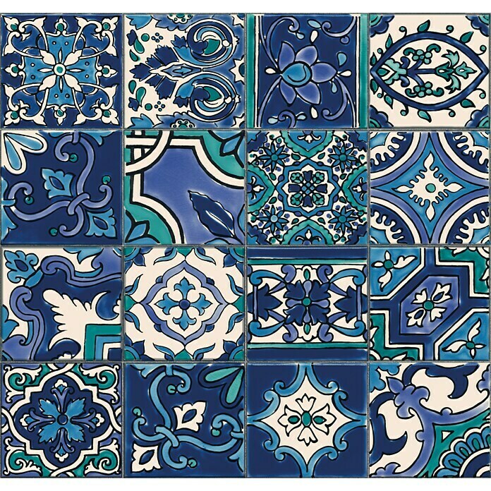 Revestimiento de pared a metros Ceramics Hidráulico (Ancho: 67,5 cm, Azul)