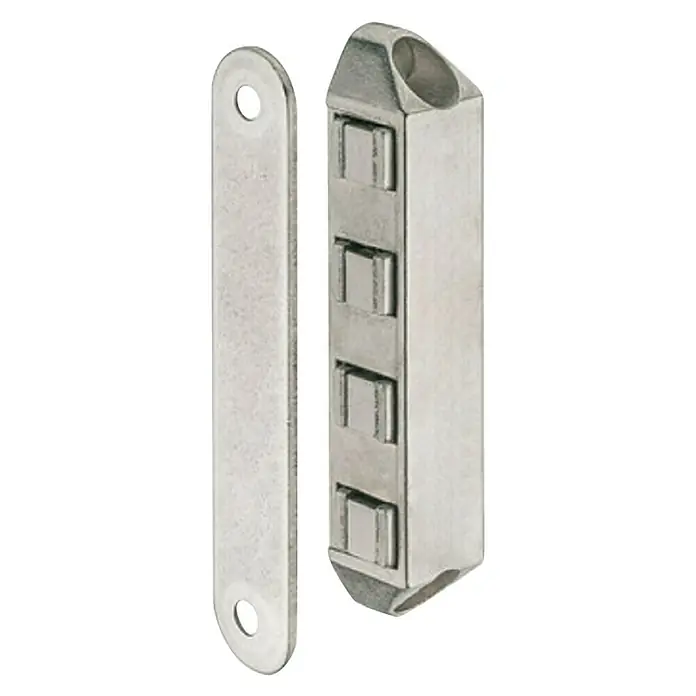 Suki Cierre magnético - Fuerza de adherencia: 8 kg, An x Al: 15,6 x 86 mm, Zinc fundido - Cierre metálico para puerta con imán y contraparte, ideal para muebles y puertas.