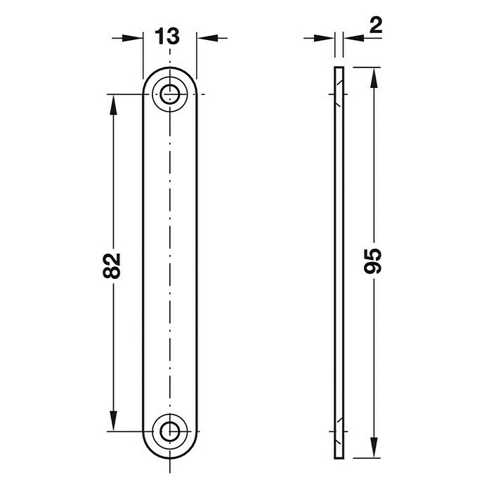 Häfele MagnetverschlussHaftkraft: 12 kg, B x H: 17 x 86 mm, Zinkdruckguss Front View