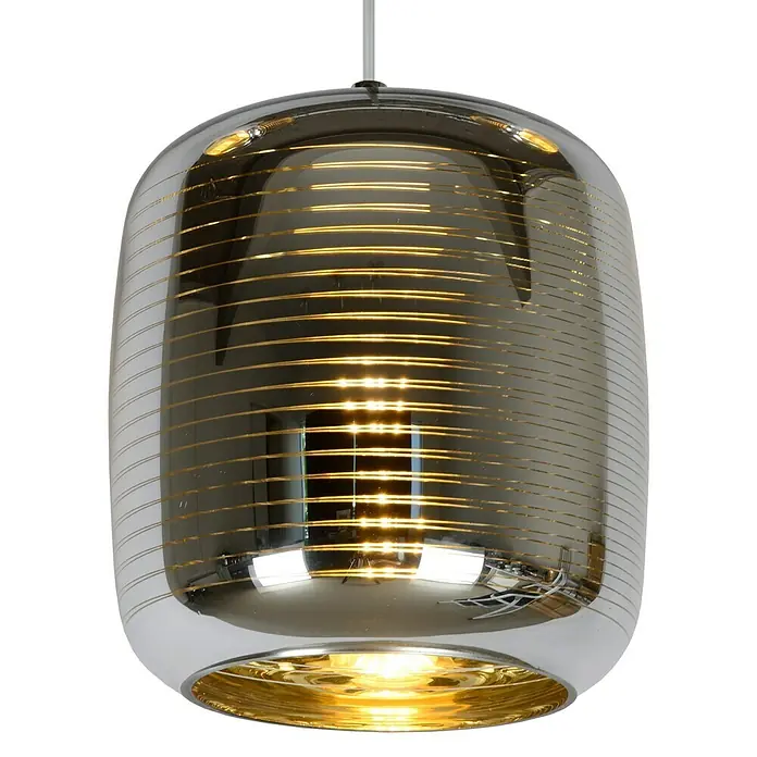 Lucide Eryn Pendelleuchte - L x B x H: 88 x 20 x 157 cm, Anzahl Leuchtmittel: 3 Stk. - Silberne Hängelampe mit goldenen Streifen für eine moderne Beleuchtung. Das stilvolle Design sorgt für eine angenehme Atmosphäre.