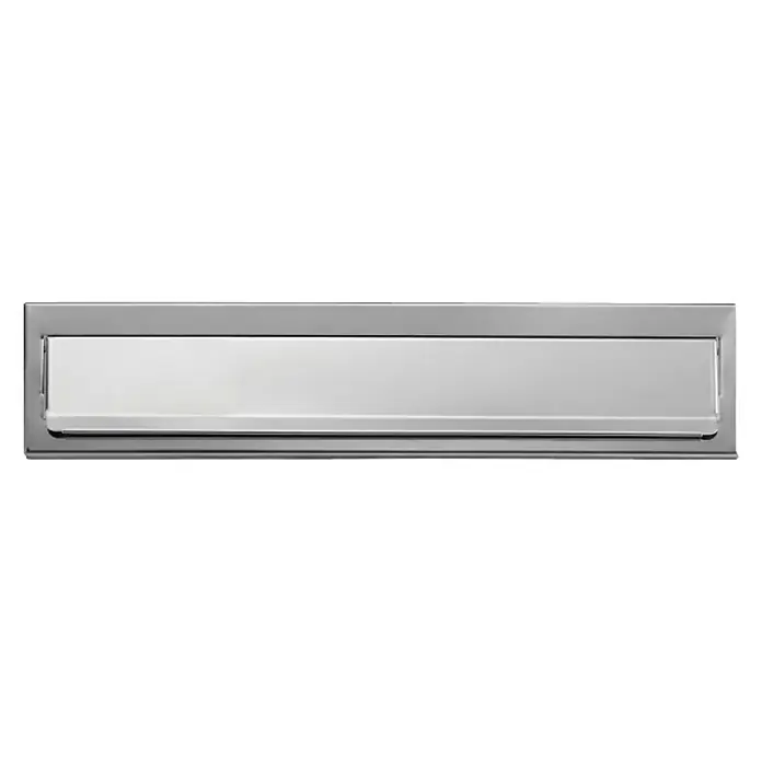 Arregui Bocacartas C-611 - L x An x Al: 34,2 x 7,3 x 2 cm, Acero inoxidable, Acero inoxidable - Una ranura de correo plateada, larga y estrecha, perfecta para puertas delanteras modernas y para recibir correo importante.